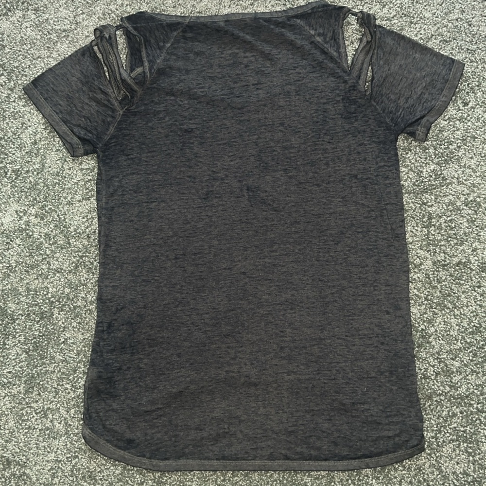 Rock & Republic Olive Night Distressed T Cutout Sleeves High Low Hem Lightweight - Picture 6 of 6